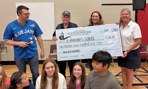 Kincardine Scottish Festival donates almost $3,000 for new instruments at St. Anthony's School
