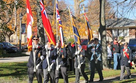 Sunny, warm day for Kincardine Legion Remembrance Day service in Tiverton