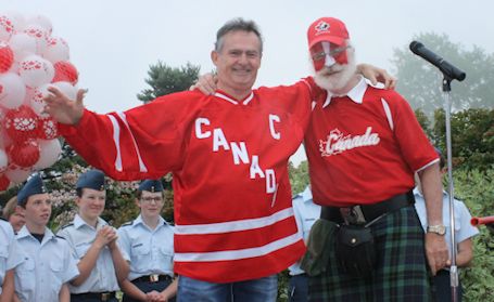 Coldest Canada Day in years still draws a crowd to flag pole on Harbour Street