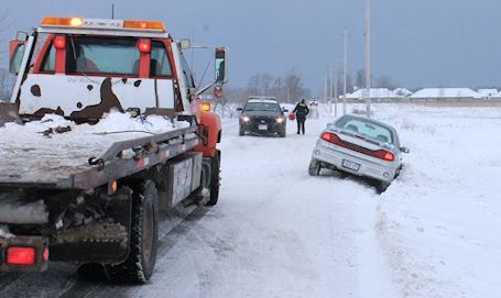 Car slides into the ditch on Bruce Avenue, Kincardine