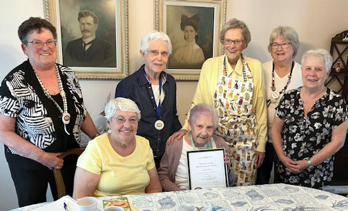 Mildred Griffith receives FWIO life membership at Bervie W.I. meeting