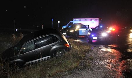 Car ends up in the ditch Halloween night