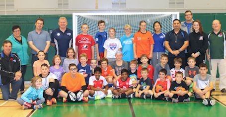 Kincardine Minor Soccer presents new indoor nets to KDSS