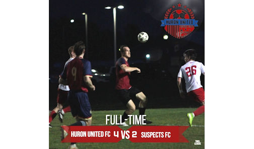 Satosek's brace leads Huron United to 4-2 win over Suspects FC